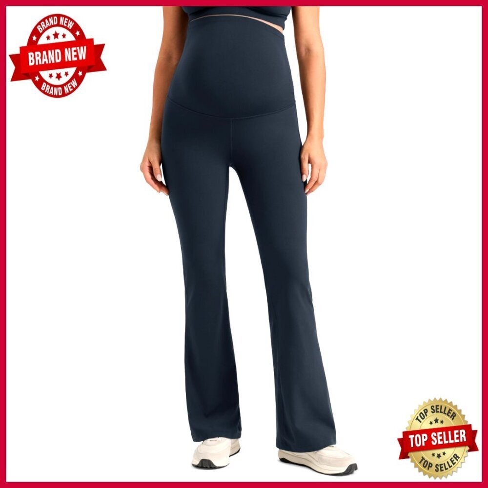 Maternity Flare Leggings 31" Over Belly Panel Yoga Lounge Workout Pants
